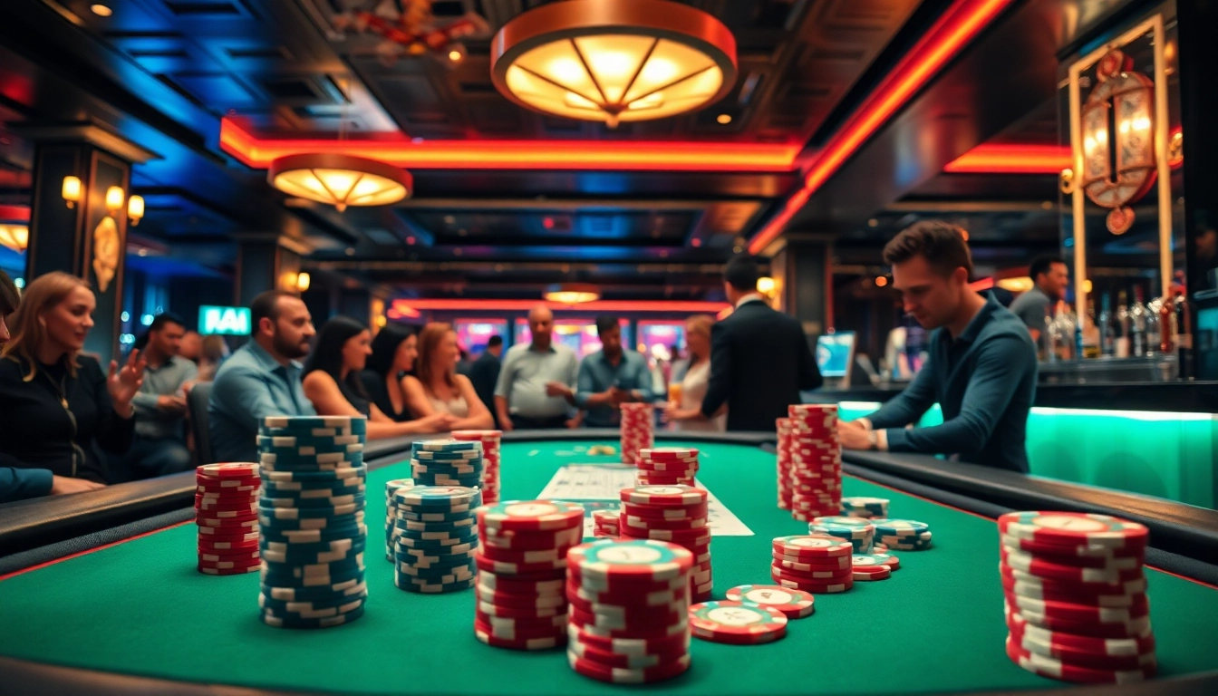 Arus hoki mendebarkan saat pemain kasino bersaing di meja poker yang mewah.