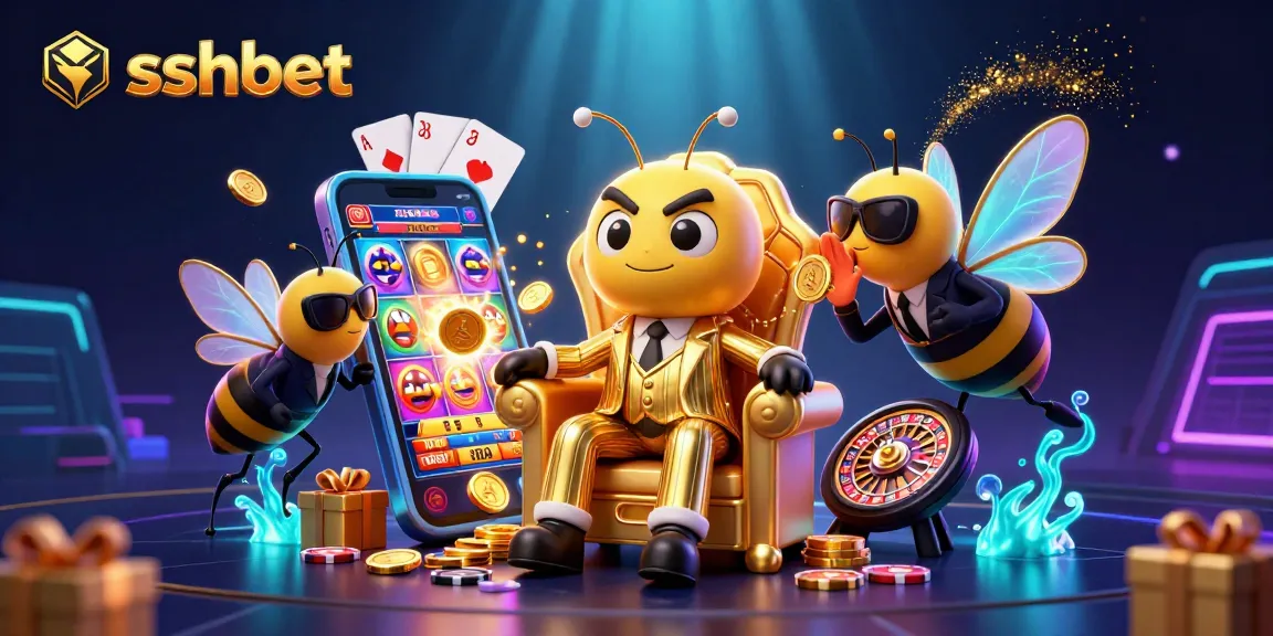 Engage with sshbet's thrilling slots experience in this vibrant, detailed 3D casino scene.