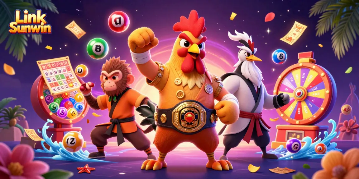 Immerse in the vibrant world of Link Sunwin with lively lottery balls and engaging characters.