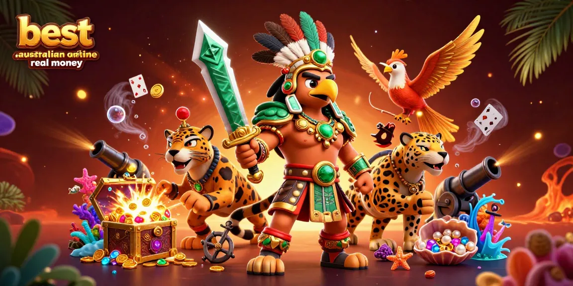 Engaging illustration showcasing the best australian online casino real money theme with casino characters and vibrant elements.