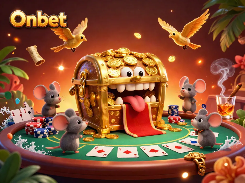Experience the excitement of Onbet's casino with adventurer mice lured by golden treasures.