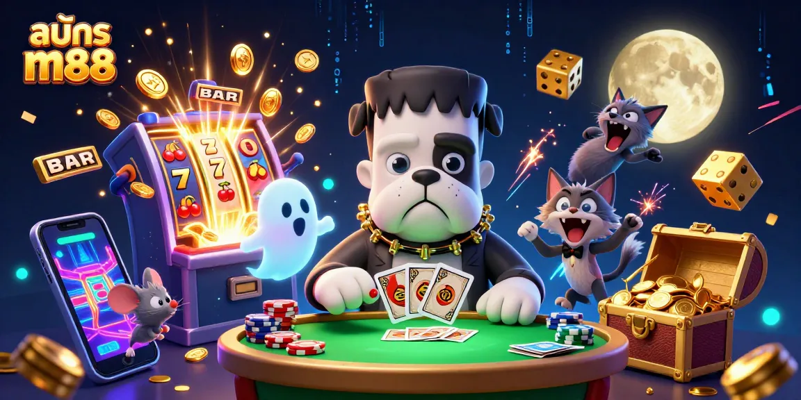 เล่นเกมคาสิโนสนุกกับสมัคร m88 ที่มี Frankenstein บูลด็อกการ์ดและเสียงดนตรีที่น่าตื่นเต้น
