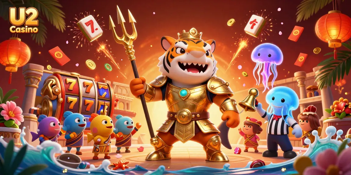Experience thrilling gameplay at U2 Casino with vibrant slot reels and engaging characters.