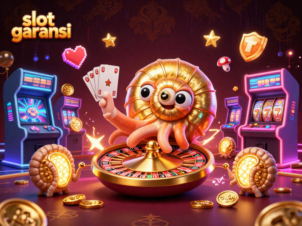 Experience the thrill with slot garansi, featuring a dynamic scene of a giant nautilus roulette and glowing ammonite companions.