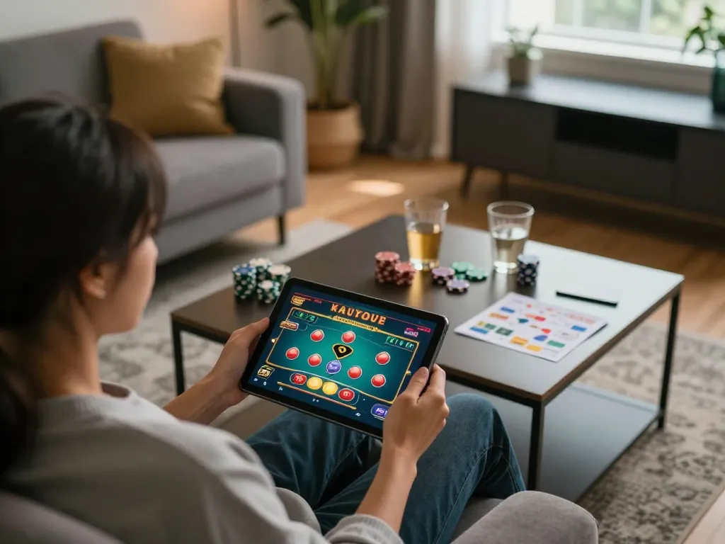 Engage in thrilling online casino gameplay with open88 on a stylish tablet setup at home