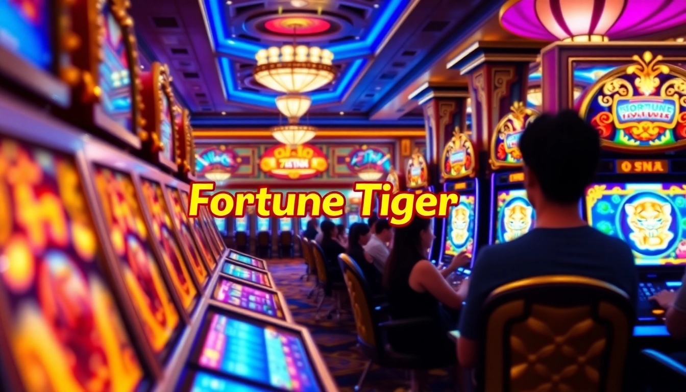 Players enjoying the thrilling สล็อต Fortune Tiger PG Soft slot game in a vibrant casino setting.