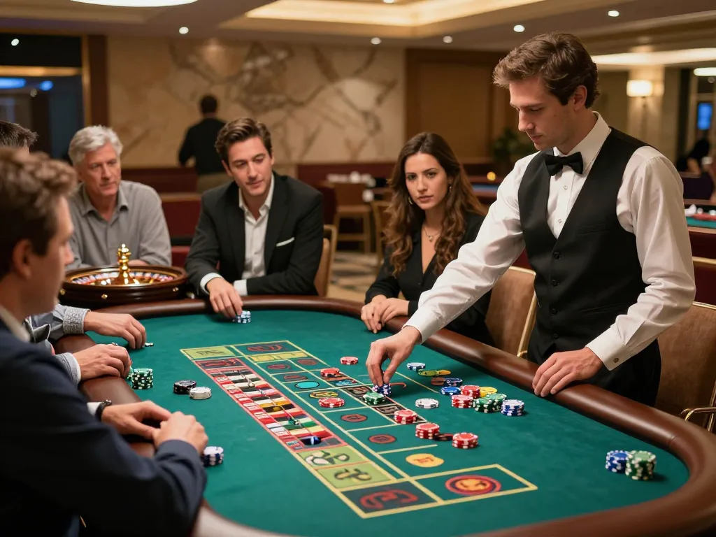 CasinoAtlas players engaging in a thrilling roulette game, showcasing excitement and strategy.