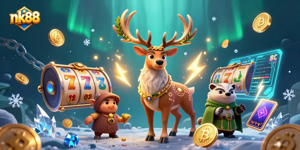 Win big with nk88 as a 3D Celtic druid stag and wise badger explore a magical casino world.