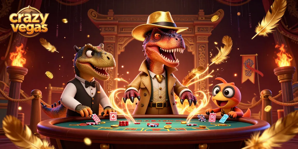 Enjoy the thrilling action at crazyvegas with a velociraptor attempting to blend in at a blackjack table.