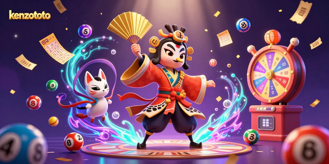 Kenzototo players winning big with lively lottery balls and colorful prizes in a vibrant, animated casino scene.