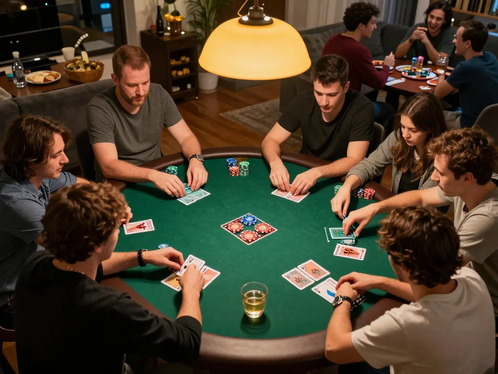 Engaging in an exciting af88 game during a home poker night with friends.