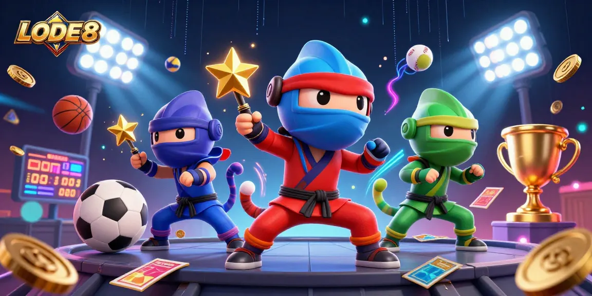 Engage with LODE88 by winning big in an energetic casino showdown featuring vibrant chameleon ninjas.