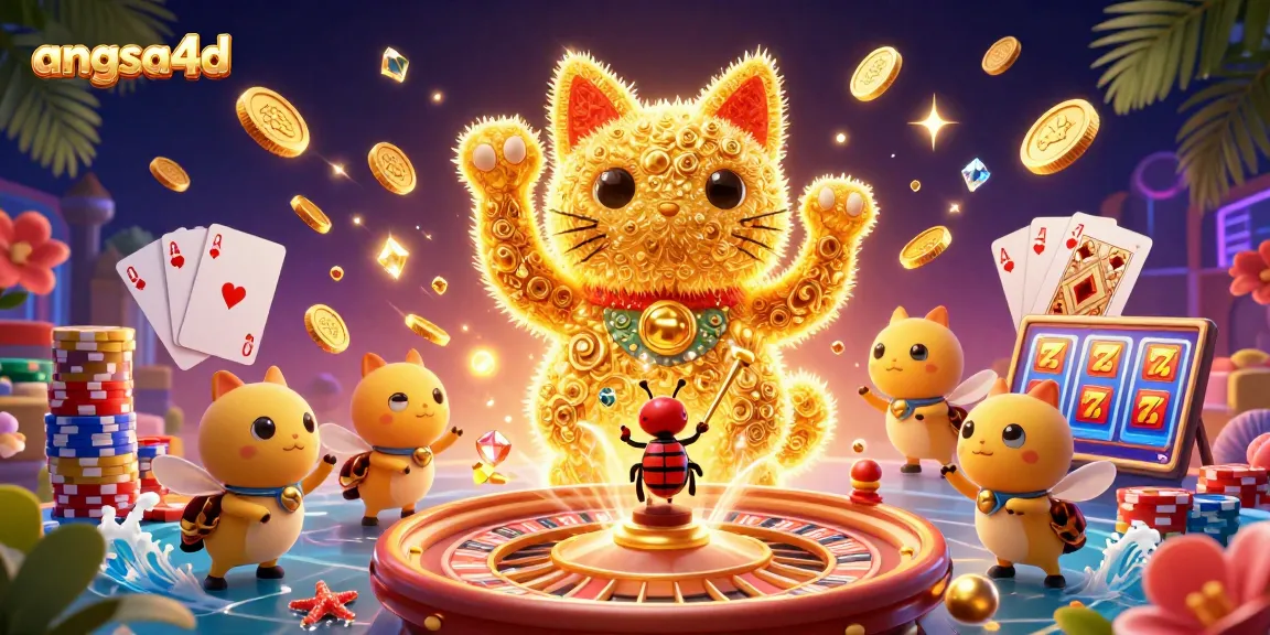 Experience winning opportunities at angsa4d with a magical scene featuring a lucky cat and vibrant casino elements.