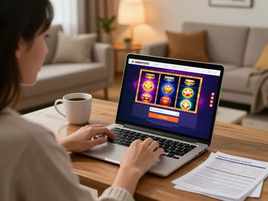 Berinteraksi dengan login KENZOTOTO saat bermain slot online di suasana rumah yang nyaman.