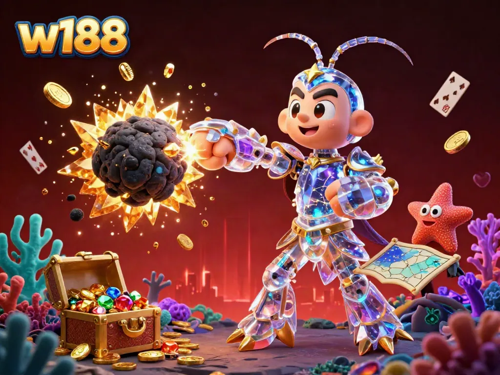 w188 captures epic gameplay featuring vibrant gems and an exciting treasure explosion.