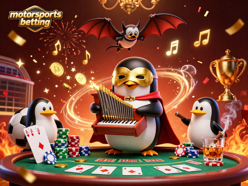 Experience motorsports betting excitement with a vibrant 3D casino illustration of thrilling characters.