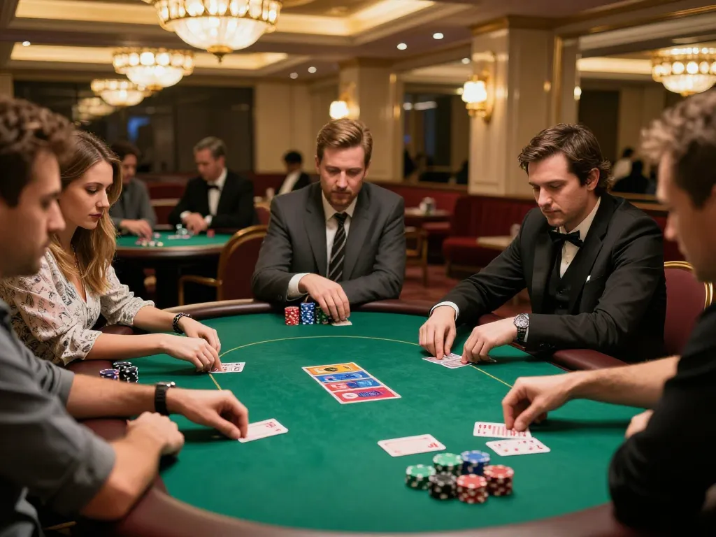 Engaging poker game scene during a private gathering showcasing gameradar strategy