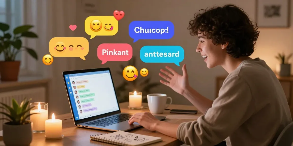 Engaging spicy chat between a user and an AI companion with colorful chat bubbles and warm atmosphere.