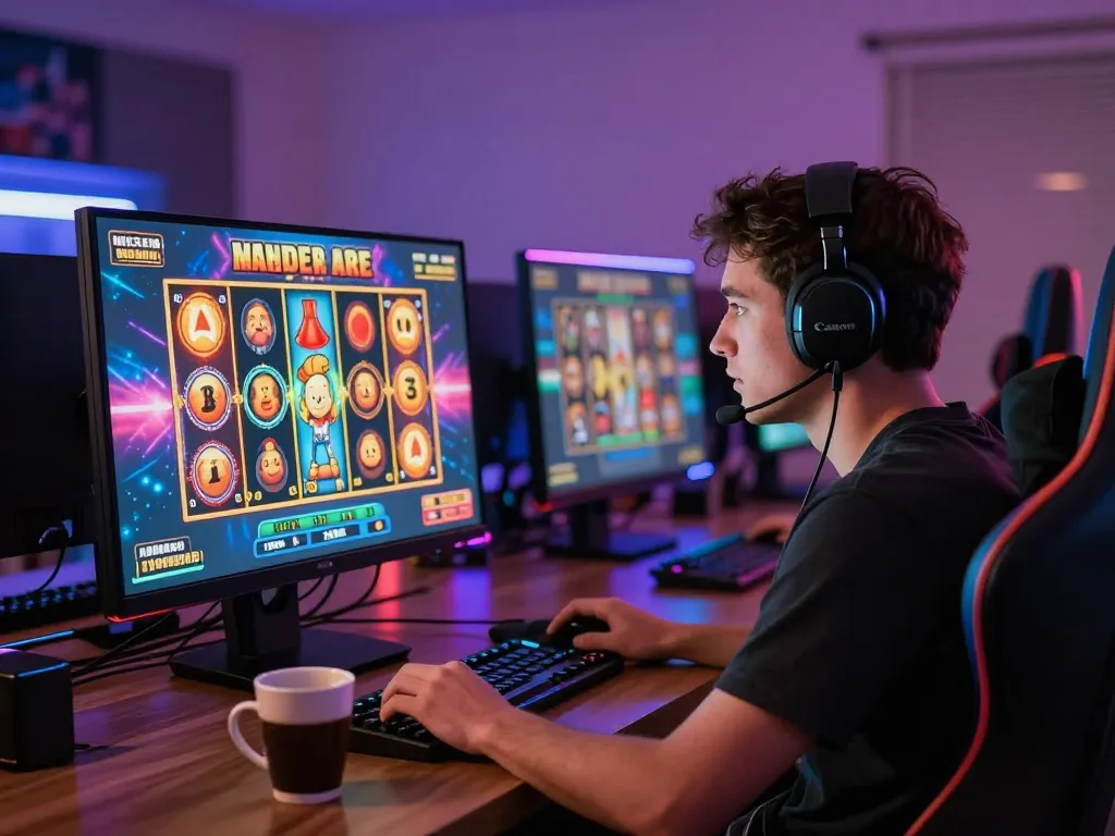 Pemain menikmati pengalaman situs slot gacor di setup desktop yang cerah