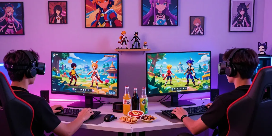 Engaging hentai games experience in a vibrant gaming setup with dynamic 3D characters.