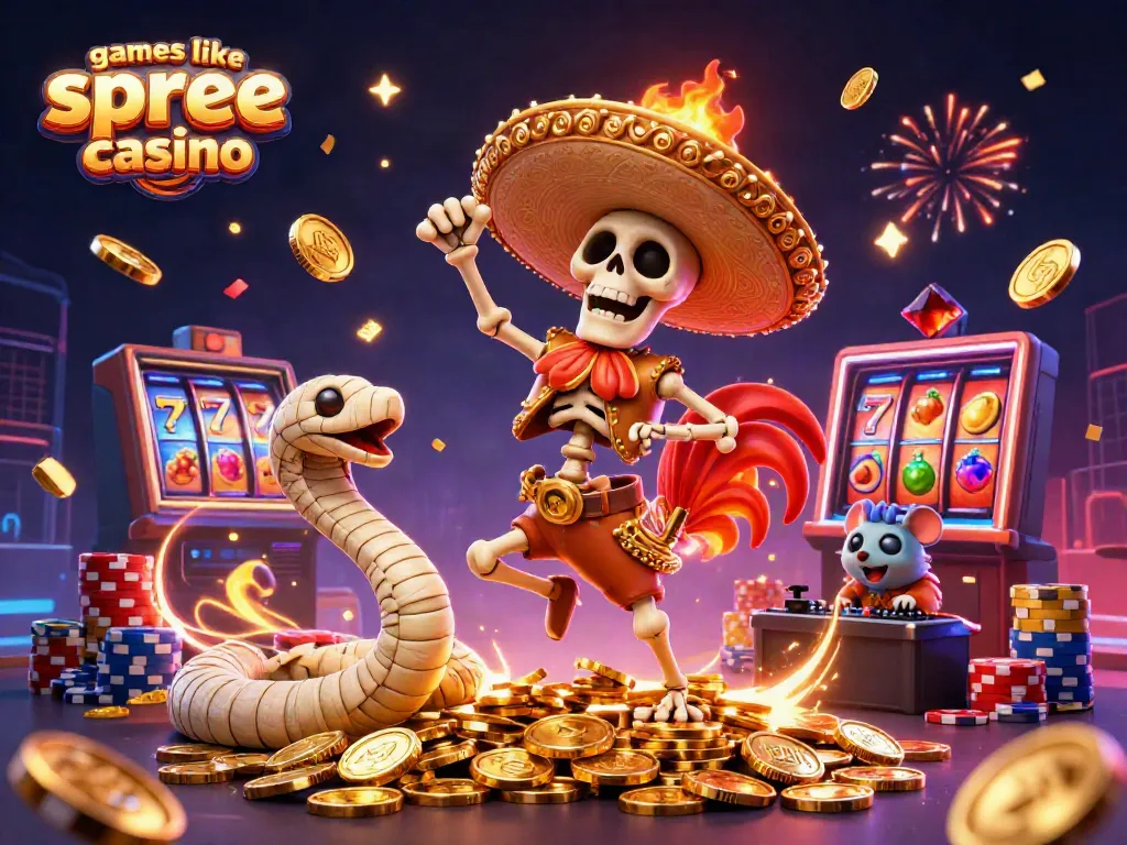 Play engaging games like spree casino in a colorful 3D scene full of excitement and rewards.