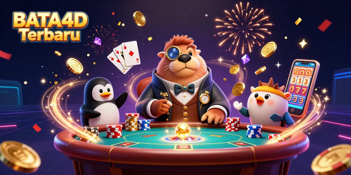 Mengamati suasana permainan di BATA4D Terbaru dengan walrus dan dealer kartun dalam ilustrasi menarik.