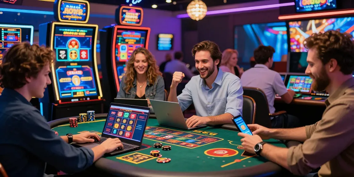 Players enjoying online games at casinos that accept credit cards in a vibrant digital setting.
