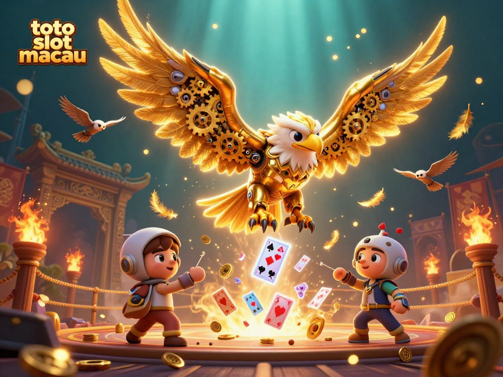 Win big with toto slot macau while diving through holographic cards and golden coins.