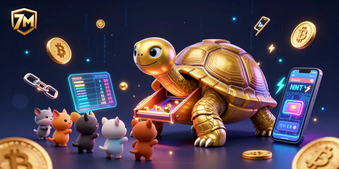 Experience thrilling casino action with 7M's 3D digital illustration of a colossal tortoise pinball machine.