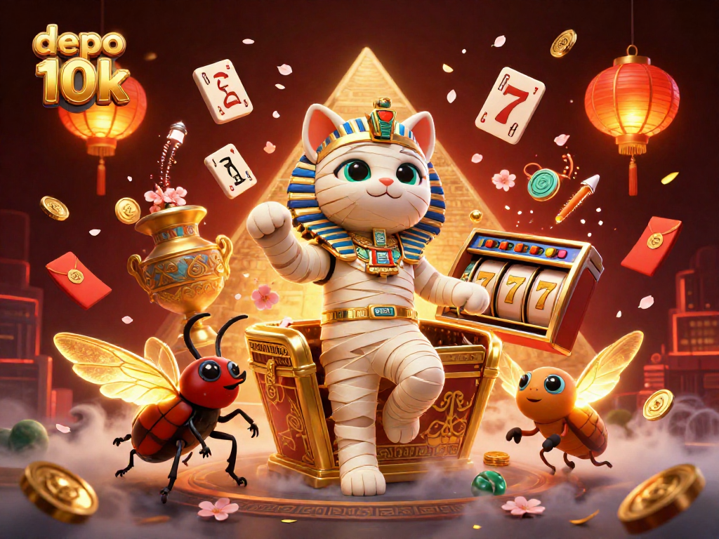 Play exciting games at depo 10k slot casino showcasing a vibrant 3D scene with rich visual elements.