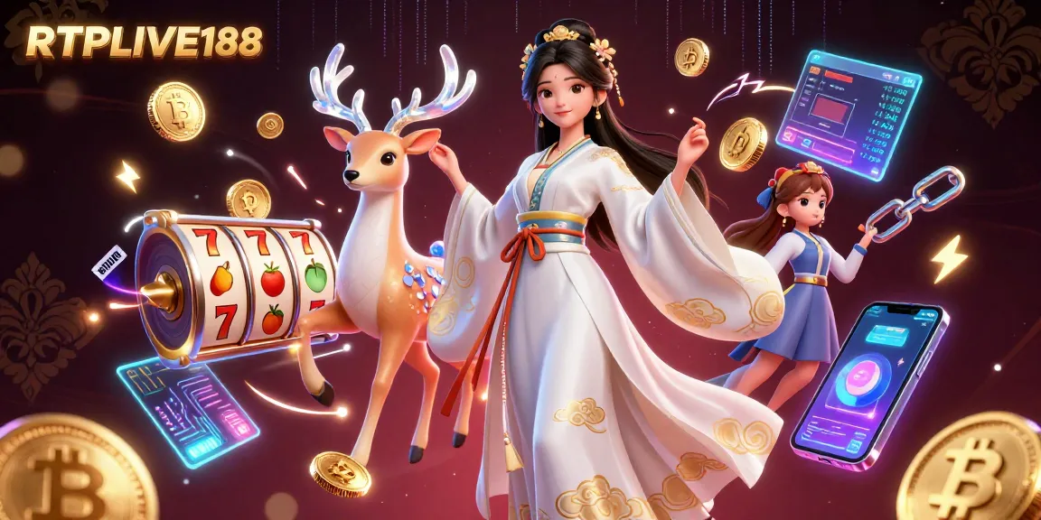 Penampilan menarik menampilkan RTPLIVE188 dengan wanita cantik dan elemen permainan slot yang kaya.