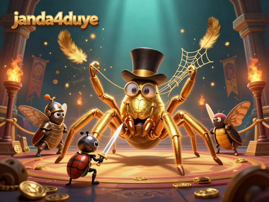 Janda4duye menampilkan tarantula emas berprestise dan ksatria beetle yang berani dalam dunia permainan kasino.