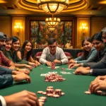 Engaging poker game scene showcasing players strategizing and competing in an exciting casino environment.