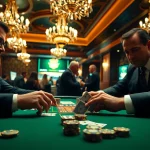Engaged players at a blackjack casino table showcasing excitement and strategy.