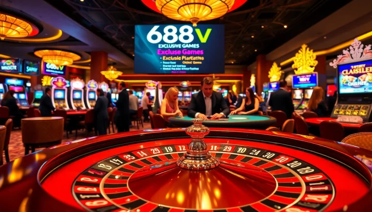 Excited players engaging at the roulette table, showcasing the thrill of 688v casino games.