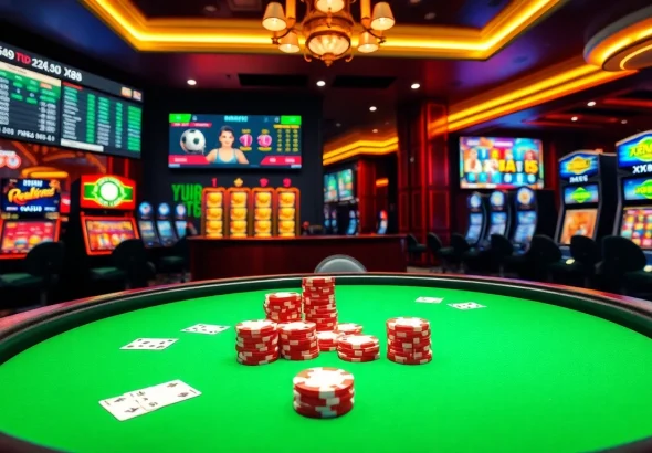 Experience thrilling gameplay at XX88 with a vibrant online casino atmosphere featuring poker tables and betting screens.
